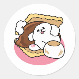 Adesivo Fluffier Tha S’more - Cute Dog and Dessert Pun