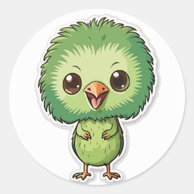 Adesivo Fluffy Kiwi Bird Sticker - Um Ícone bonito e esqui (Frente)