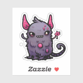 Adesivo Fluffy Purple Demon Cat - Kawaii Monster