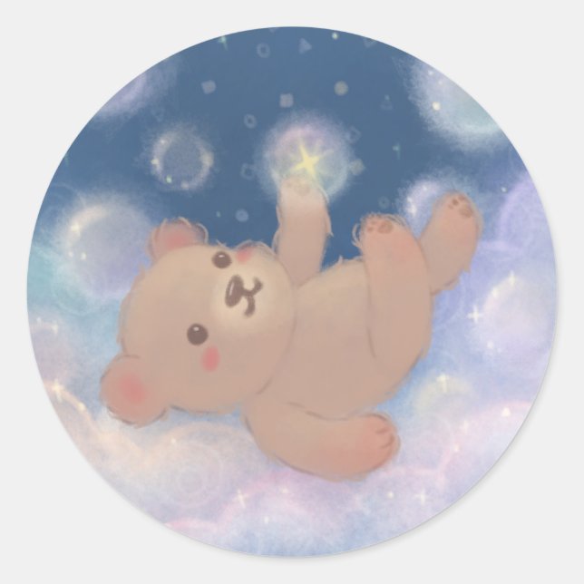 Adesivo Fluffy Teddy Bear Floating on Clouds (Frente)