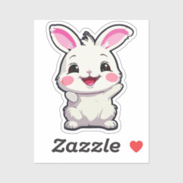 Adesivo Fluffy White Rabbit Vinyl Sticker