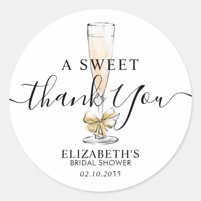 Adesivo Flûte de Bubbly para Brunch Agradecimento Doce Chá (Frente)