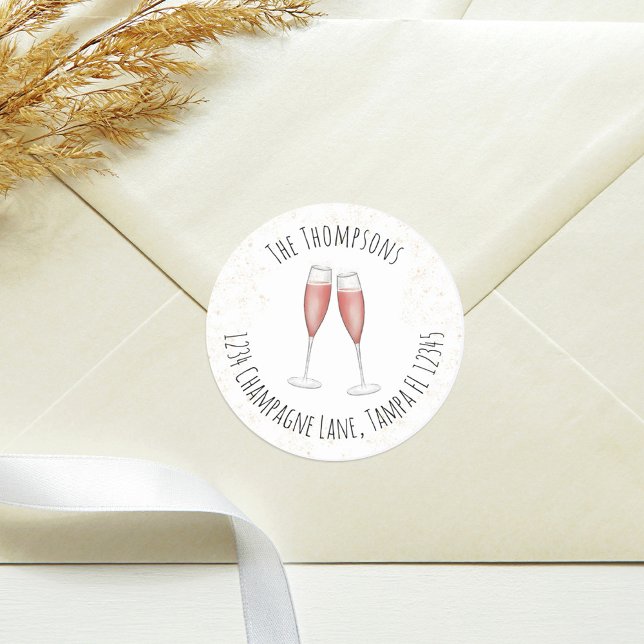 Adesivo Flûte de Champanhe com Endereço de Retorno em Aqua (Criador carregado)