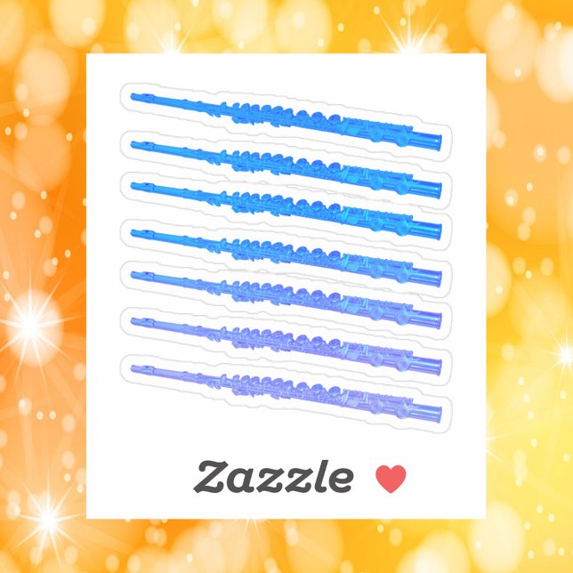 Adesivo Flute Musical Instrumento Azul (A die cut sticker of flutes in blue.)