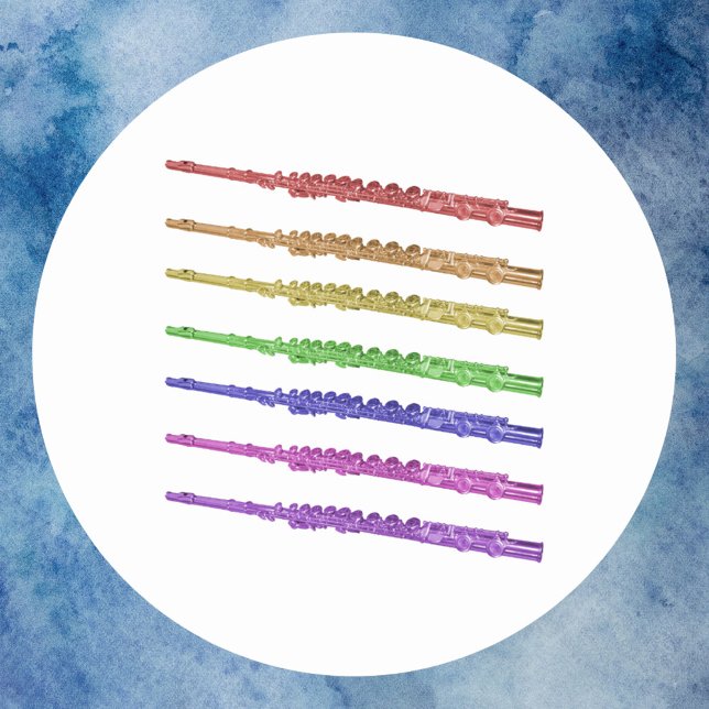 Adesivo Flutes Music Instrumento Rainbow (A sticker with red, orange, yellow, green, blue, purple and pink flutes)