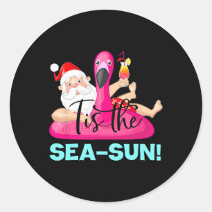Adesivo Flutuador de Flamingo do Papai Noel É o Natal ao S