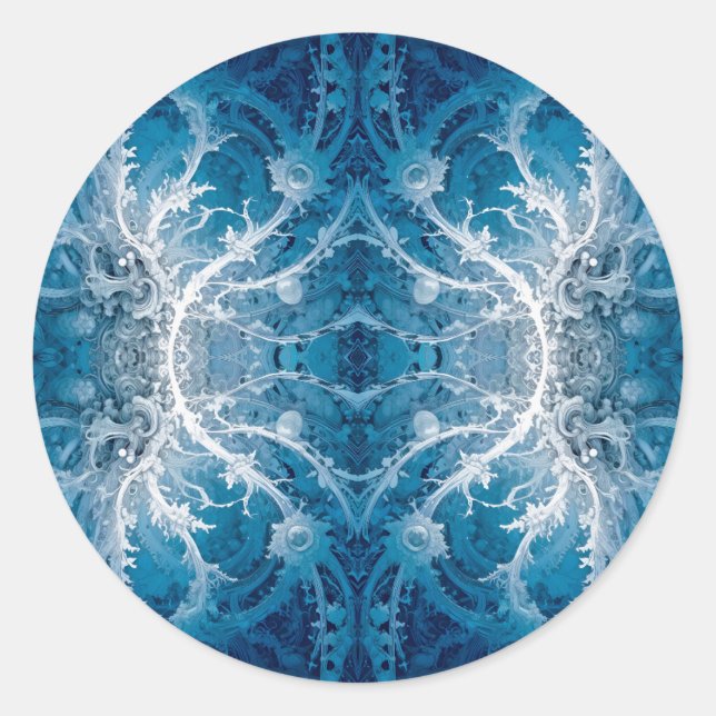 Adesivo Fluxo Cósmico Sagrado - Simetria de Prata Azul (Frente)