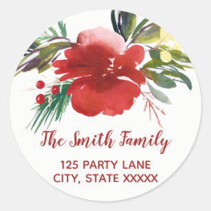 Adesivo Fluxos de Natal em Aquarela Endereço de Devolução 