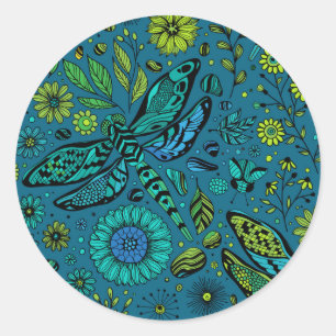 Adesivo Fly, fly dragonfly on blue
