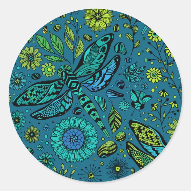 Adesivo Fly, fly dragonfly on blue (Frente)