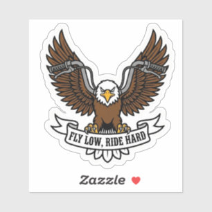 Adesivo Fly Low Ride Hard Biker Eagle Motocicleta Vinil