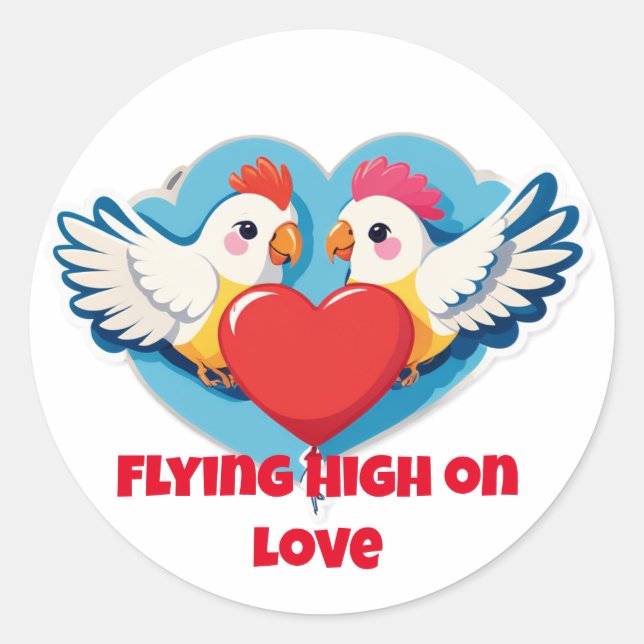 Adesivo Flying High on Love – Balloon-Holding Lovebirds (Frente)