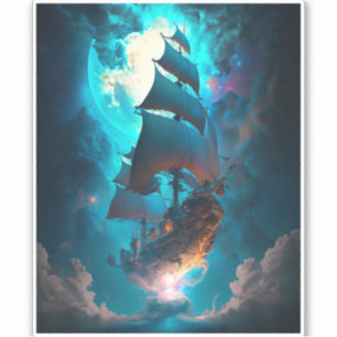 Adesivo Flying Ship Fantasy Art