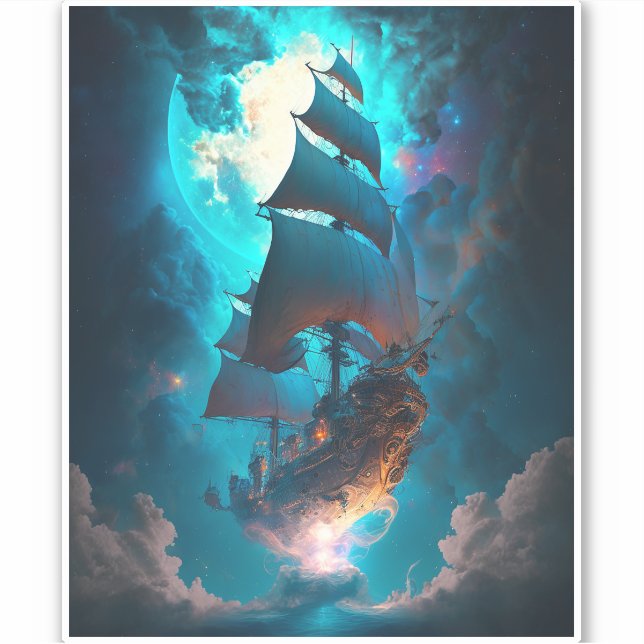 Adesivo Flying Ship Fantasy Art (Frente)