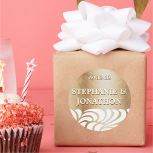 Adesivo Foca de Casamento Dourado da Ivory Swirl