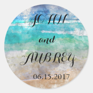 Adesivo Foca de Envelope de Casamento de Ilhas Tropicais o