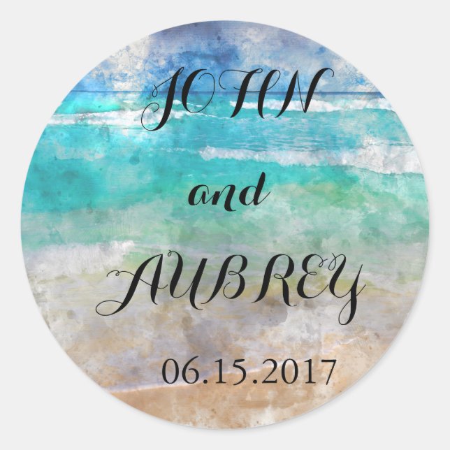 Adesivo Foca de Envelope de Casamento de Ilhas Tropicais o (Frente)