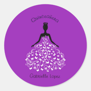 Adesivo Focas de Envelope de Borboleta de Quinceanera Roxo