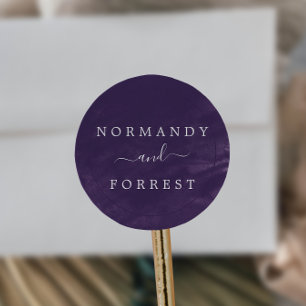 Adesivo Focas de Envelope de Casamento de Cores d'Água Púr