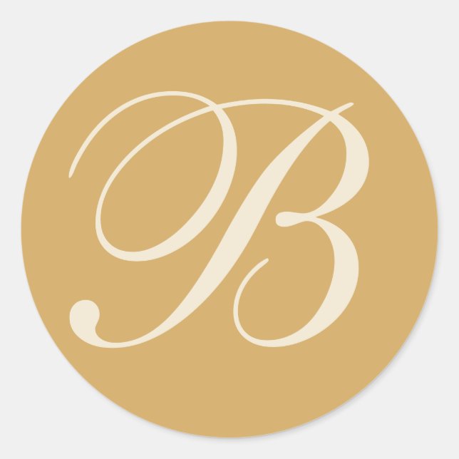 Adesivo Focas de Envelope de Casamento Monogramas Beige &  (Frente)