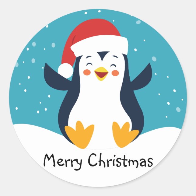 Adesivo Focas de Envelope de Natal de Pinguim Bonito (Frente)