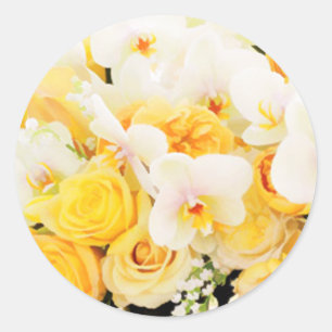 Adesivo Focas de Envelope Floral Amarelo e Branco