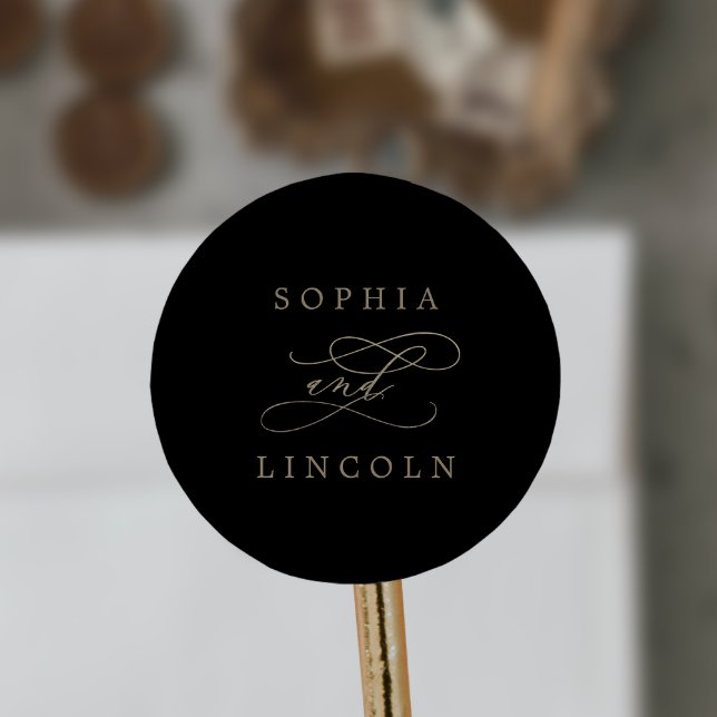 Adesivo Focas de Envelope Preto para Caligrafia Dourada ro (Criador carregado)