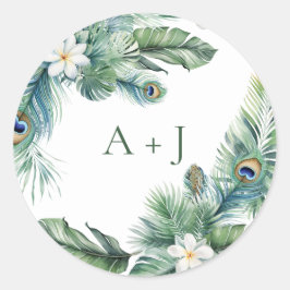 Adesivo Foco de Casamento de Pavão Tropical Indiana