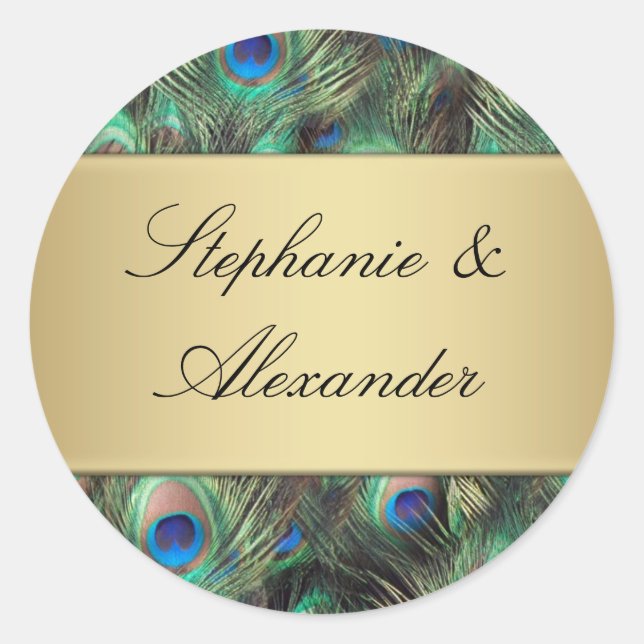 Adesivo Foco De Casamento De Penas De ouro (Frente)