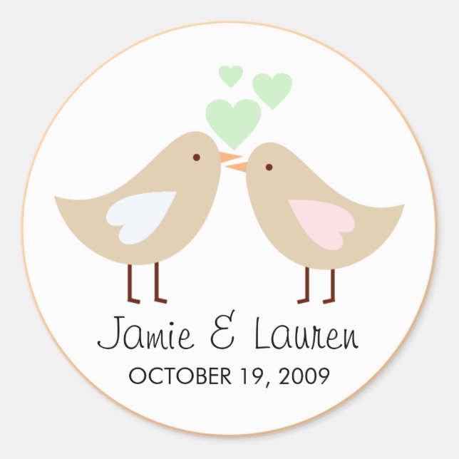 Adesivo Foco de Casamento Personalizado de Pássaros de Amo (Frente)