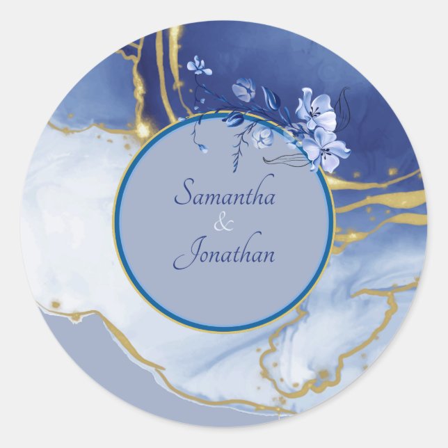 Adesivo Foco de Envelope Azul Aqua Marble Moderno (Frente)