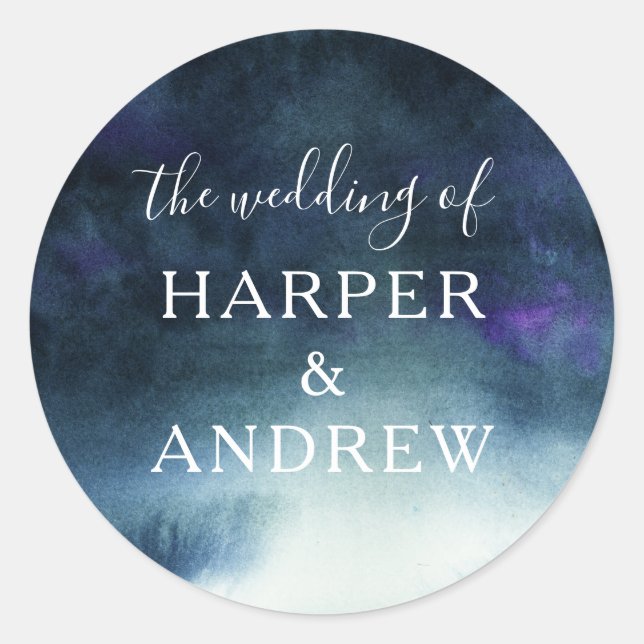 Adesivo Foco de Envelope de Casamento de Ombre Azul-marinh (Frente)