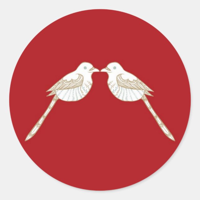 Adesivo Foco de Envelope de Casamento de Pássaros Crimson/ (Frente)