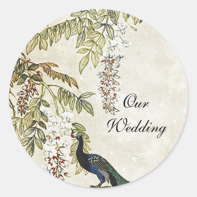 Adesivo Foco De Envelope De Casamento Peacock De Olhar Ant (Frente)