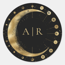 Adesivo Foco de Envelope de Lua do Crescente Dourado Negro