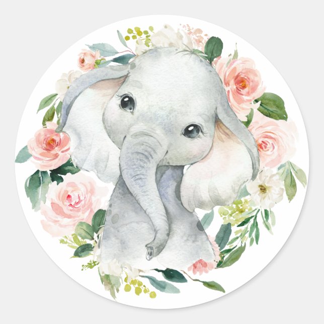 Adesivo Foco de Envelope Floral de Elefante-Menina Bonita (Frente)