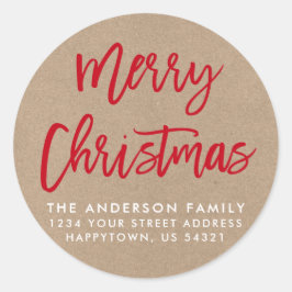Adesivo Foco de Envelope Kraft de Natal com Script de Pinc