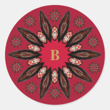 Foco Floral Abstrato Monograma Rústico Vermelho