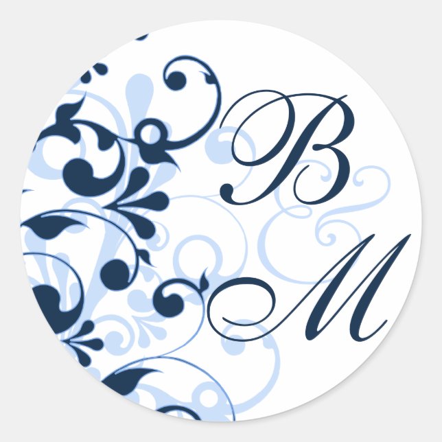 Adesivo Foco Floral de Envelope Abstrato azul e branco (Frente)