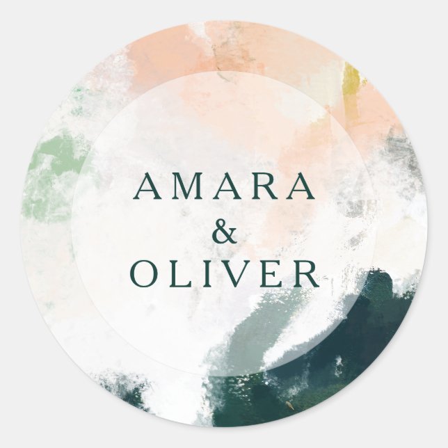 Adesivo Focos de Envelope Coloridos de Casamento Abstrato (Frente)