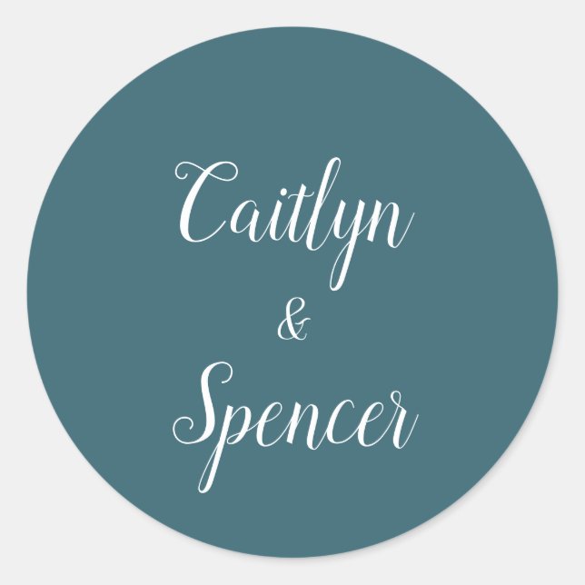 Adesivo Focos de Envelope de Casamento Branca e Teal Elega (Frente)