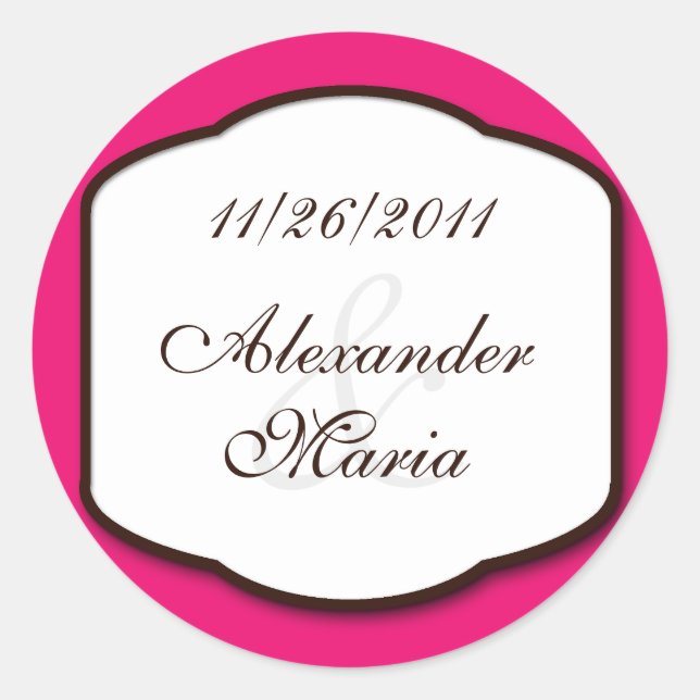 Adesivo Focos de Envelope de Casamento Branco e Fuchsia Br (Frente)