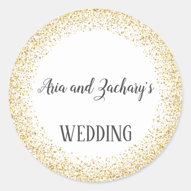 Adesivo Focos de Envelope de Casamento Confetti Dourado (Frente)