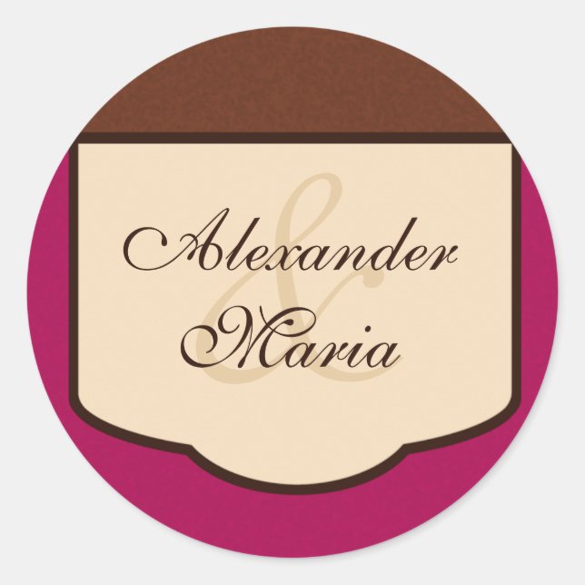 Adesivo Focos de Envelope de Casamento de Mocha e Fuchsia (Frente)