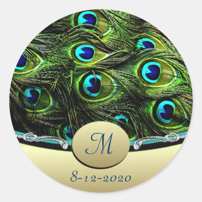 Adesivo Focos de Envelope de Casamento de Tema de Peacock (Frente)