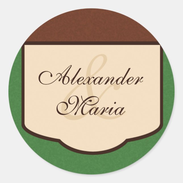 Adesivo Focos de Envelope de Casamento Verde e Mocha Doce (Frente)