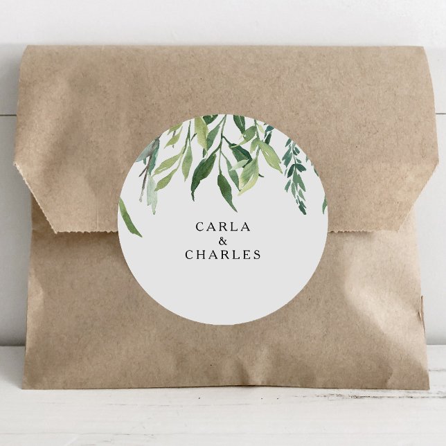 Adesivo Focos de Envelope de Folhagem Moderna em Greenery (Criador carregado)