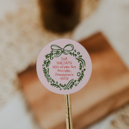 Adesivo Focos de Envelope de Natal cor-de-rosa, desenhados