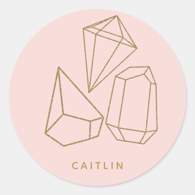 Adesivo Focos de Envelope de Retorno Rosa-Blush com Gemsto (Frente)