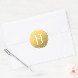 Adesivo Focos de Envelope Monograma Dourado redondo